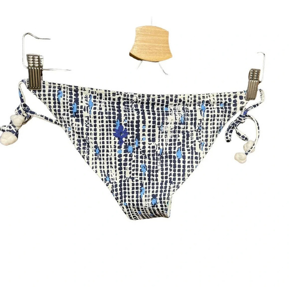 Poupette St. Barth Lucy Pom Trim Dotted Bikini‎ Bottom Navy Blue Size XS - Picture 7 of 11